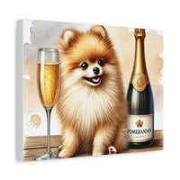 Pomeranian With Champagne Matte Canvas | Dog Art Wall Decor