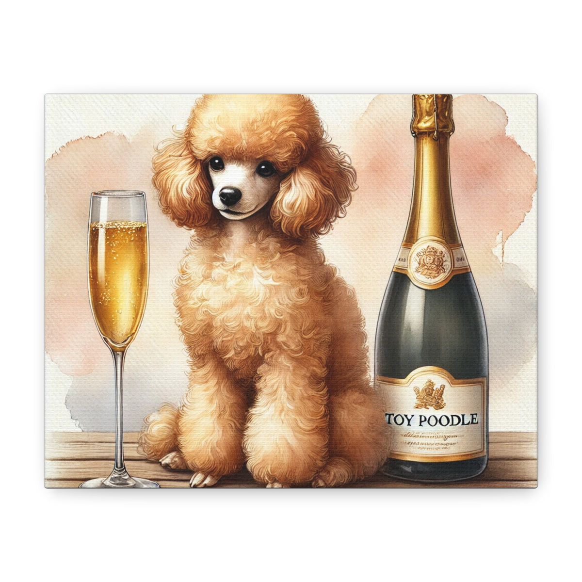 Toy Poodle with Champagne Matte Canvas | Dog Art Wall Decor