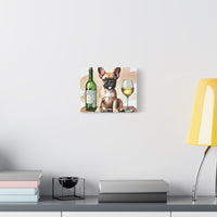 French Bulldog With White Wine Matte Canvas | Dog Art Wall Decor